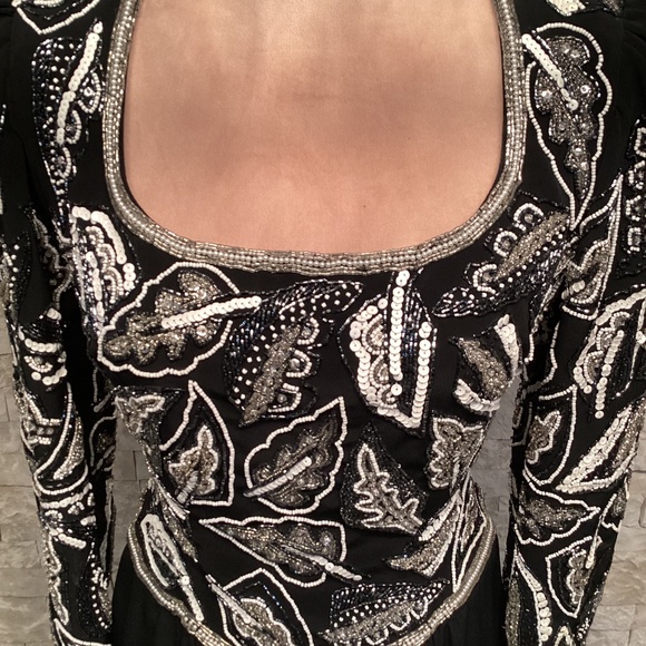 Vintage Black Tie Oleg Cassini Long Evening Gown - Picture 2 of 16